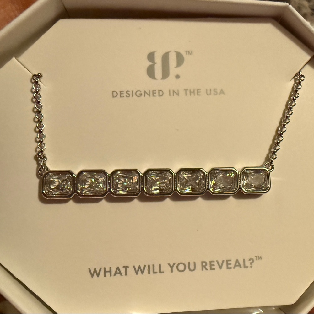 BP Silver Necklace with Clear Stones